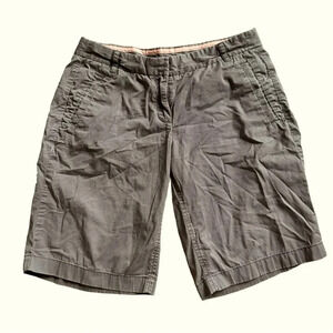 J. Crew Stretch Khaki Bermuda Shorts 10” olive Green Cotton Women’s Sz 2